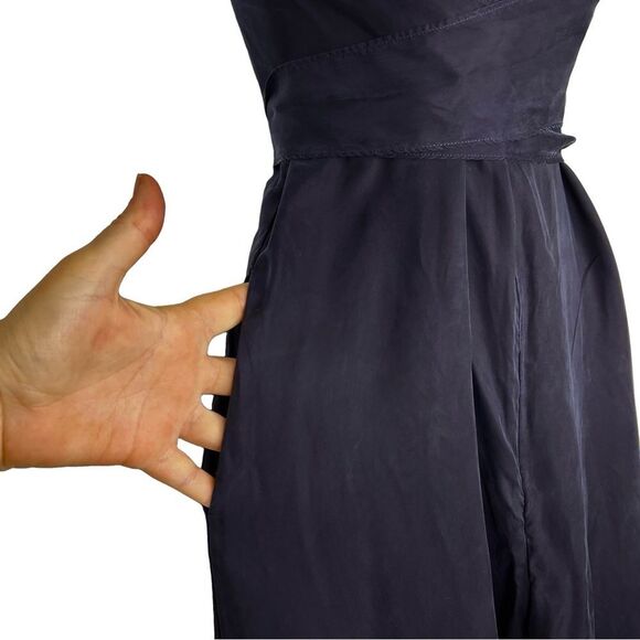 Ted Baker Delvina Halterneck Wide Leg Flowy Wrap Tie Jumpsuit Pocket Dark Navy 4 - Picture 7 of 12